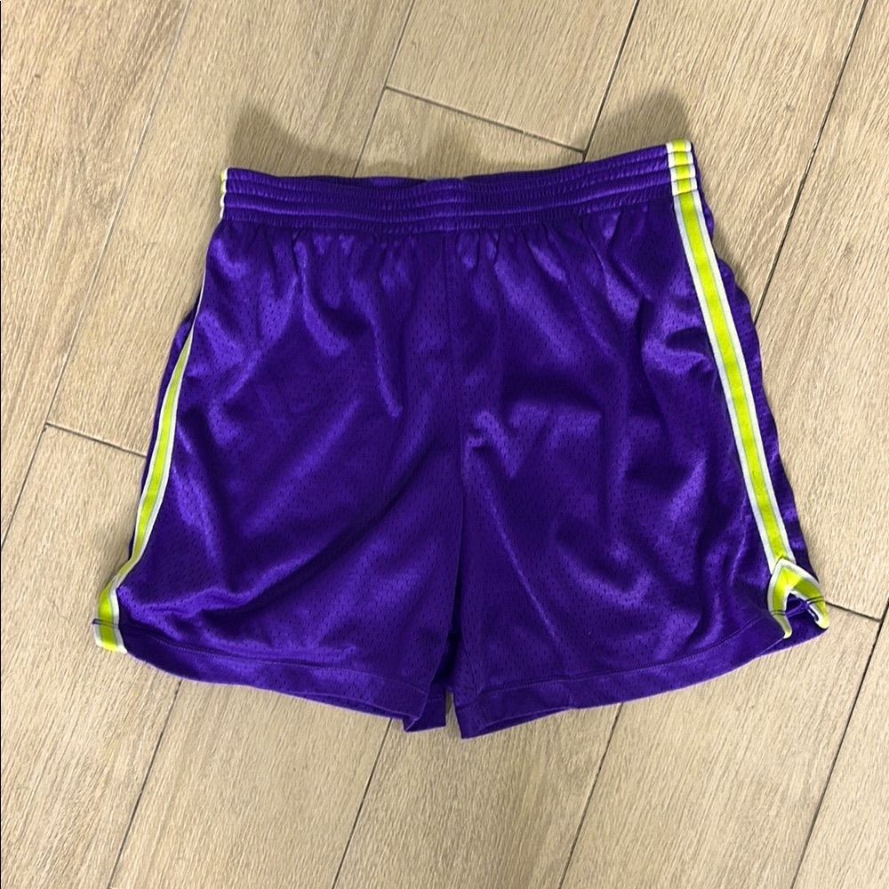 Champion Purple Athletic Shorts with Yellow Stripes